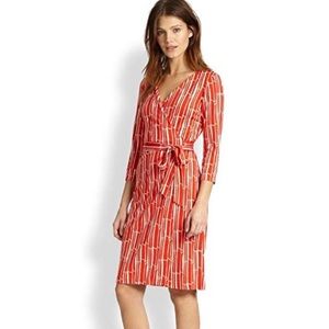 DVF SILK WRAP DRESS BAMBOO PRINT 0